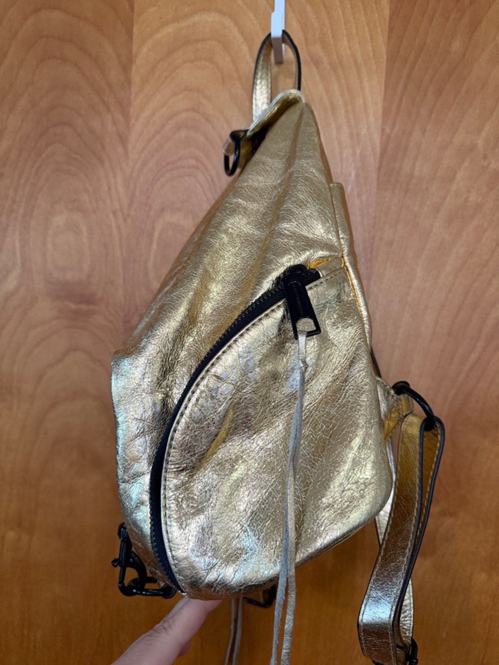 Rebecca Minkoff Metallic Gold Leather Backpack - Picture 9 of 11